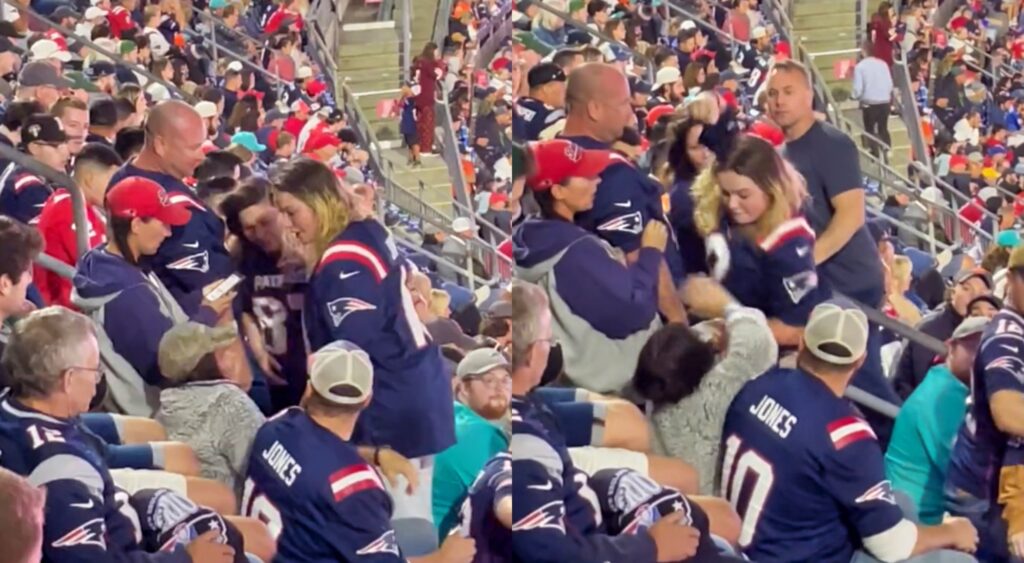 Female Patriots Fans Fall Down Seats Brawling With Each Other