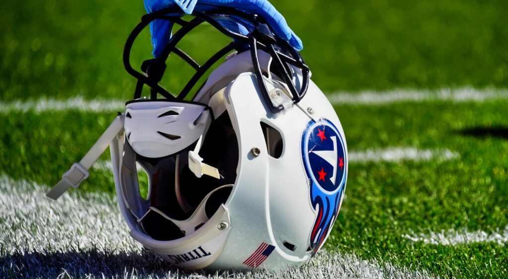 Titans helmet on the field.