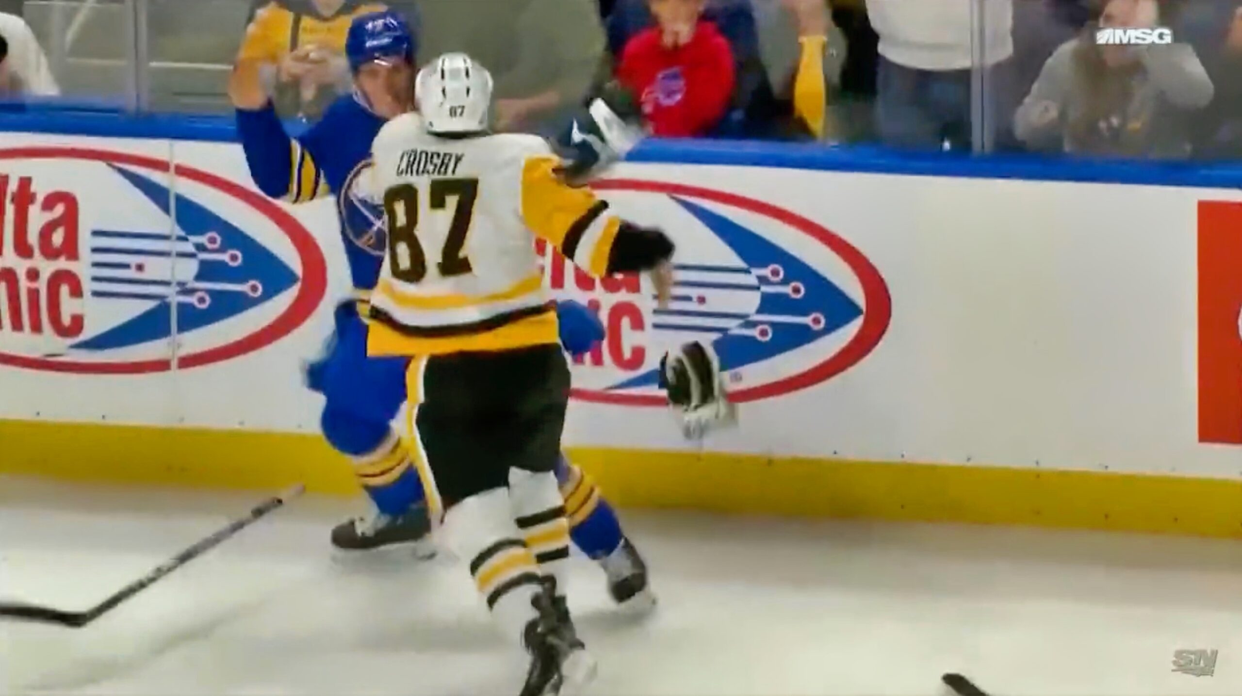 Sidney Crosby Fights Peyton Krebs During NFL Preseason Game