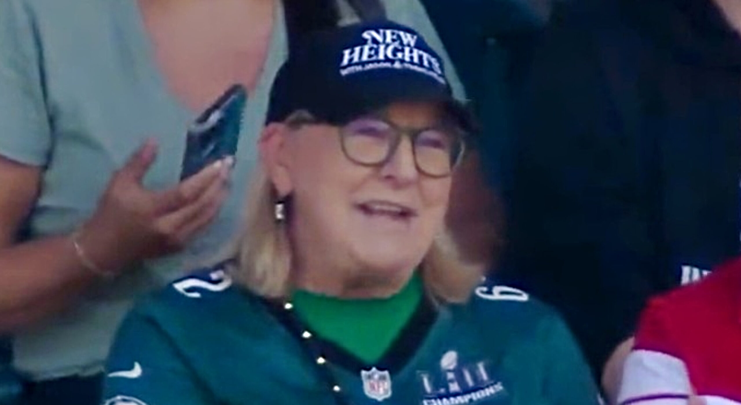 Donna Kelce Siting Next To 'Jake' from State Farm At Eagles Game