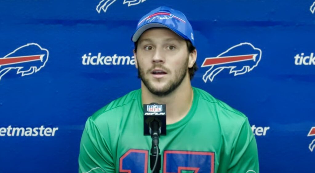 Josh Allen speaking to reporters