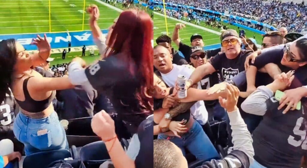 Raiders Fans Get In Wild Brawl At Chargers Game, Woman Punched In Face