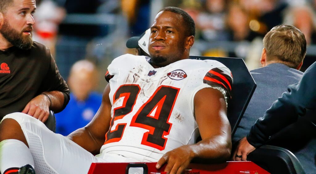 Nick Chubb getting carted off the field.