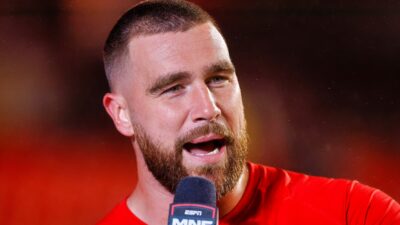 Travis Kelce speaking on ESPN