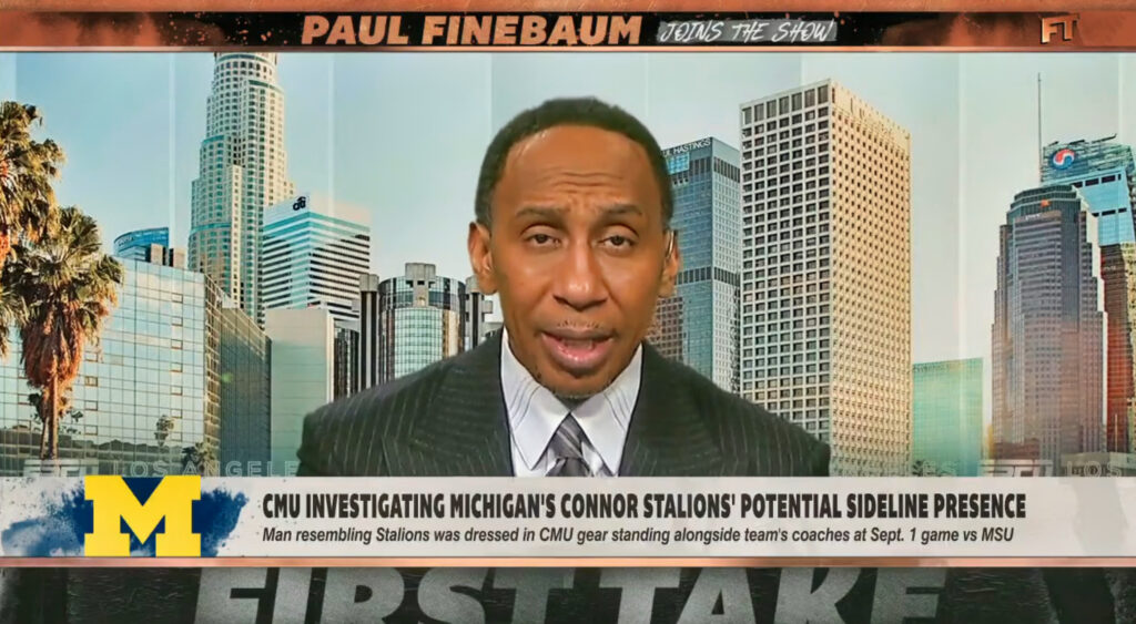 Stephen A. Smith speaking on First Take