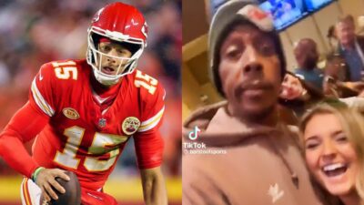 Patrick Mahomes with football. Pat Mahomes and Eagles fan