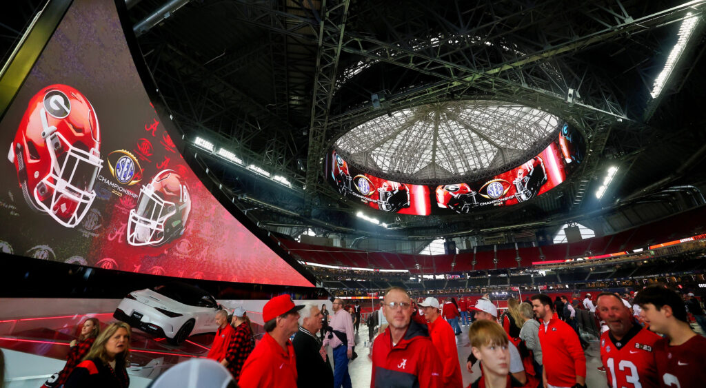 Fans at Mercedes-Benz arena for SEC Championship Game