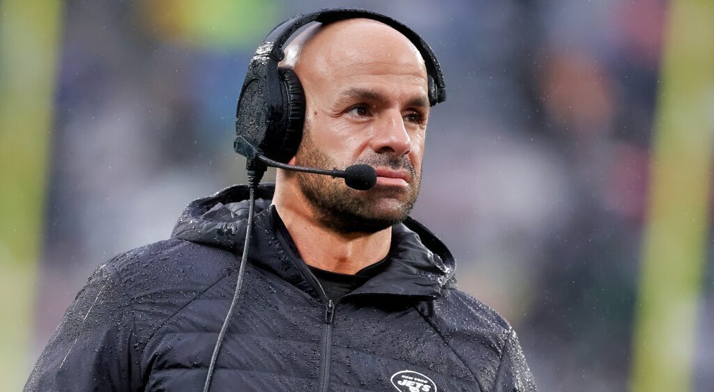 Robert Saleh with headset on