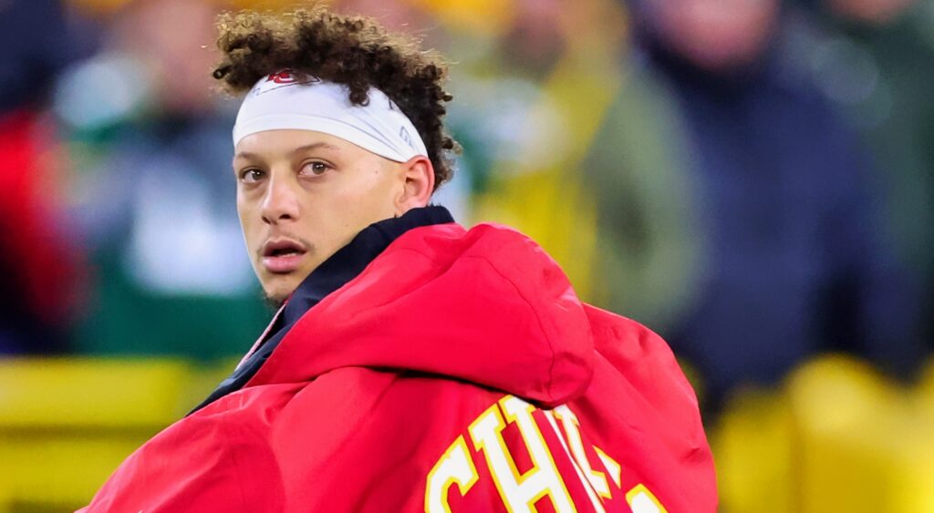 Patrick Mahomes in chiefs jacket