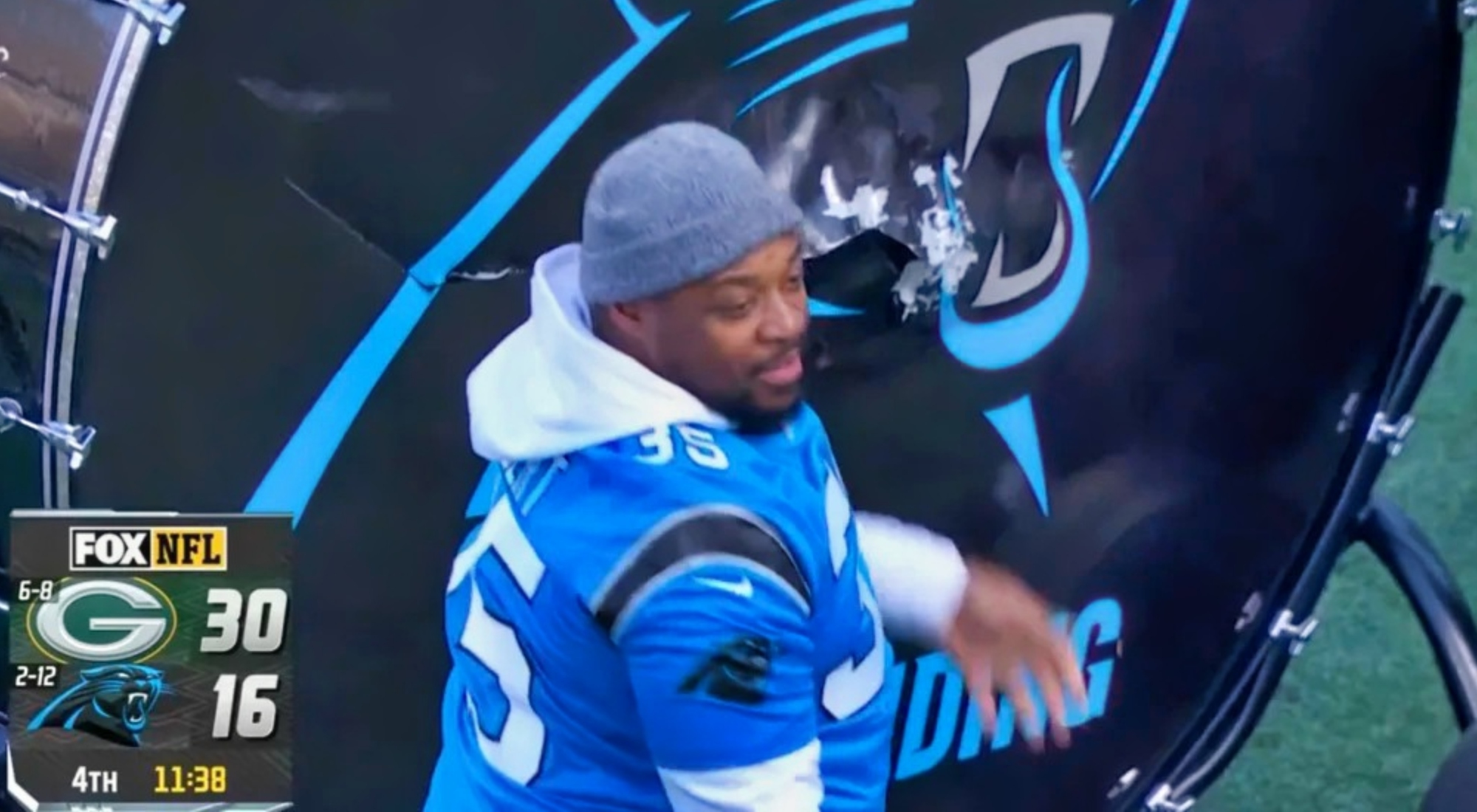 Ex-Panthers FB Mike Tolbert Destroyed The ‘Keep Pounding’ Drum