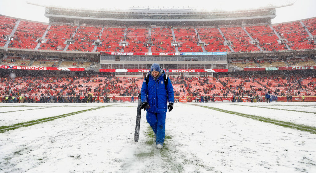 Arrowhead Stadium covered in snow