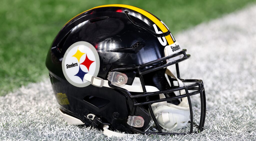 Steelers helmet on ground