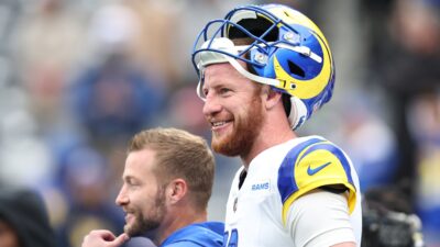 Carson wentz smiling in uniform