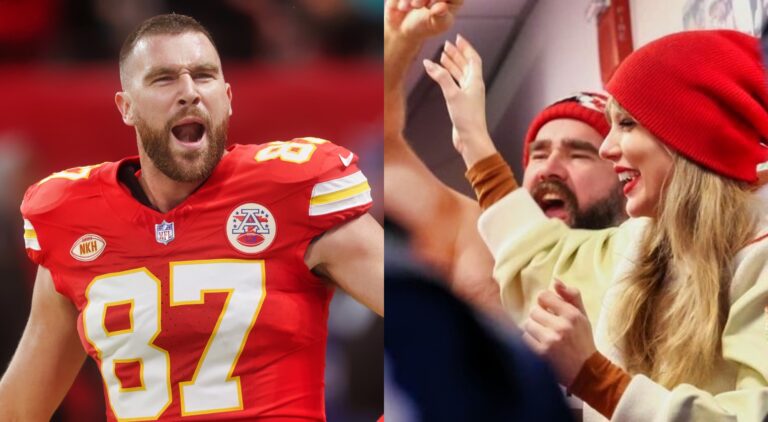 Travis Kelce Reacted To His Brother Ripping His Shirt Off In Suite