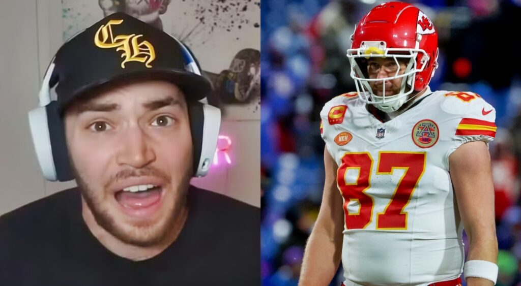 adin ross on stream. Travis Kelce in uniform.