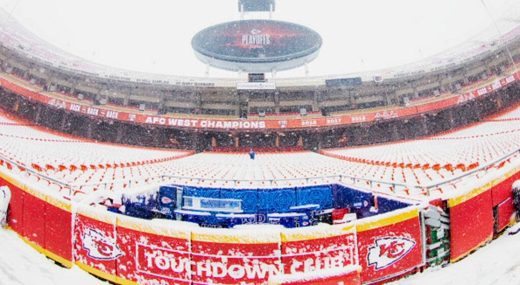 snow at arrowhead stadium.