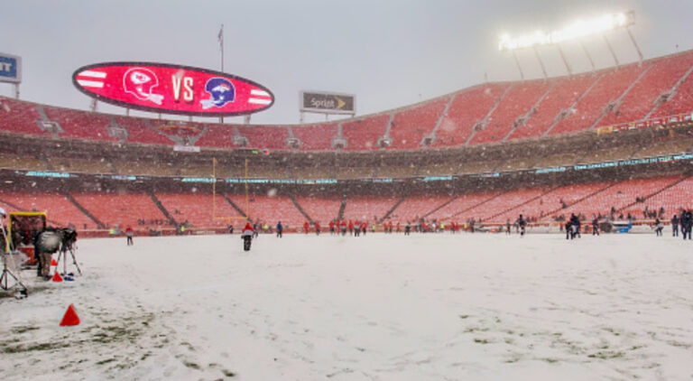 Arrowhead Stadium after snowfall