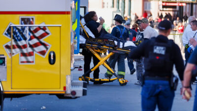 Female being put into ambulance