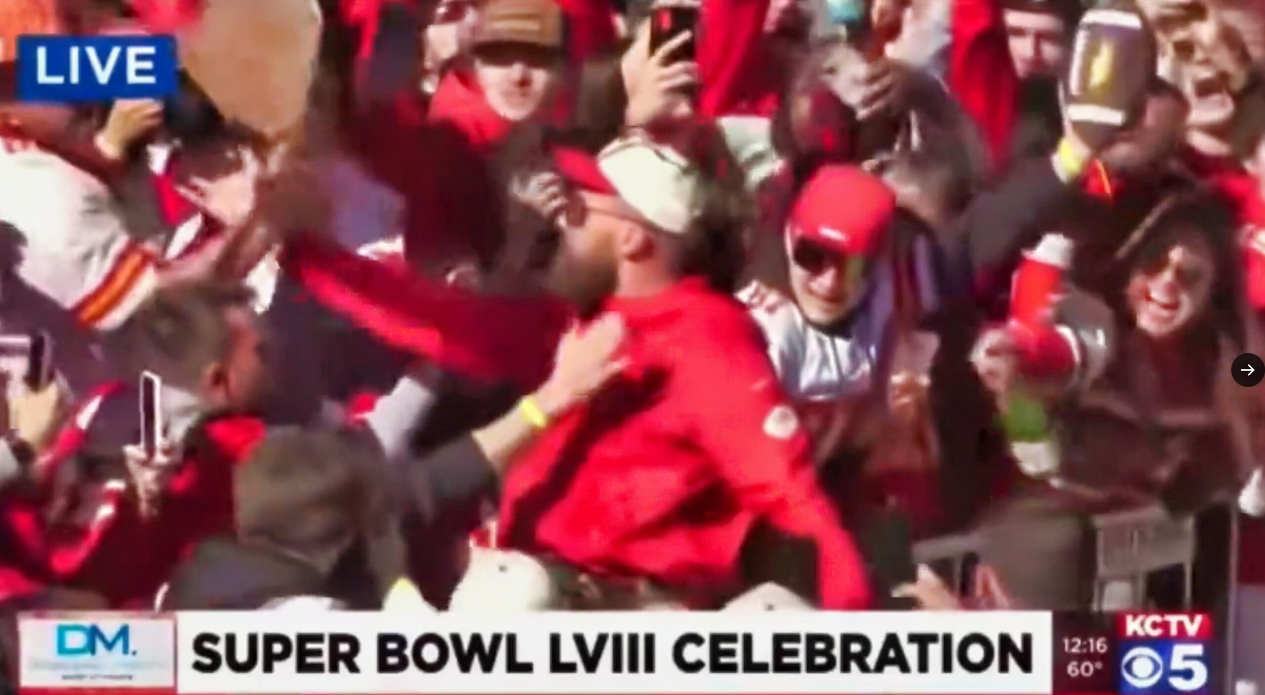 Travis Kelce Grabbed CutOut of His Brother At Super Bowl Parade