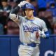 Shohei Ohtani with hand on helmet