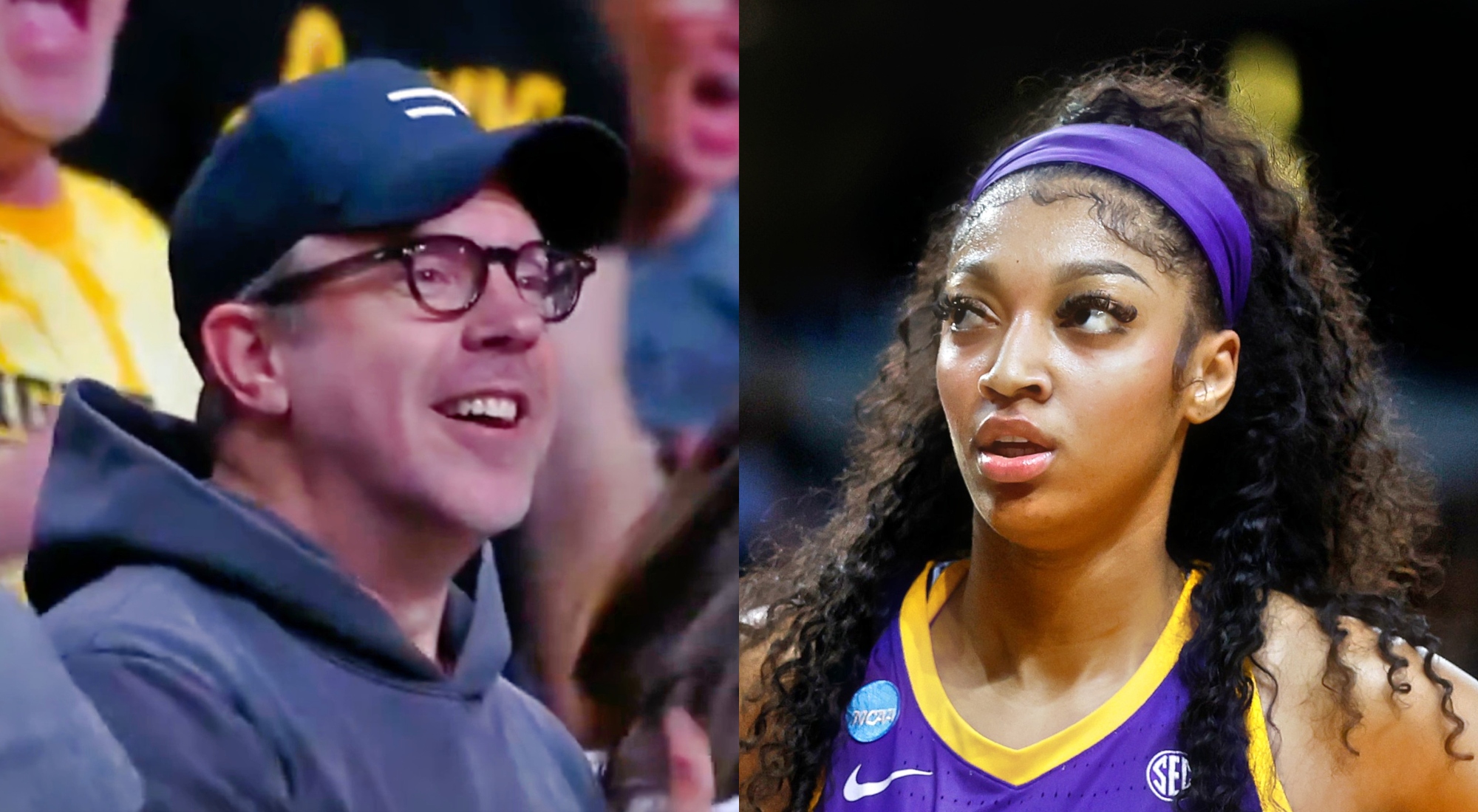 VIDEO: Cameras Caught Movie Star Jason Sudekis Savagely Taunting Angel Reese  During LSU-Iowa Game