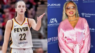 Caitlin Clark in Indiana uniform. Jemele Hill posing in pink outfit.