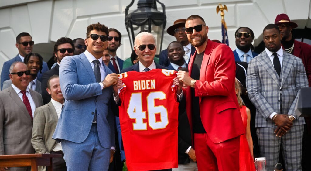 Joe Biden with Harrison Butker's Kansas City Chiefs at White House.