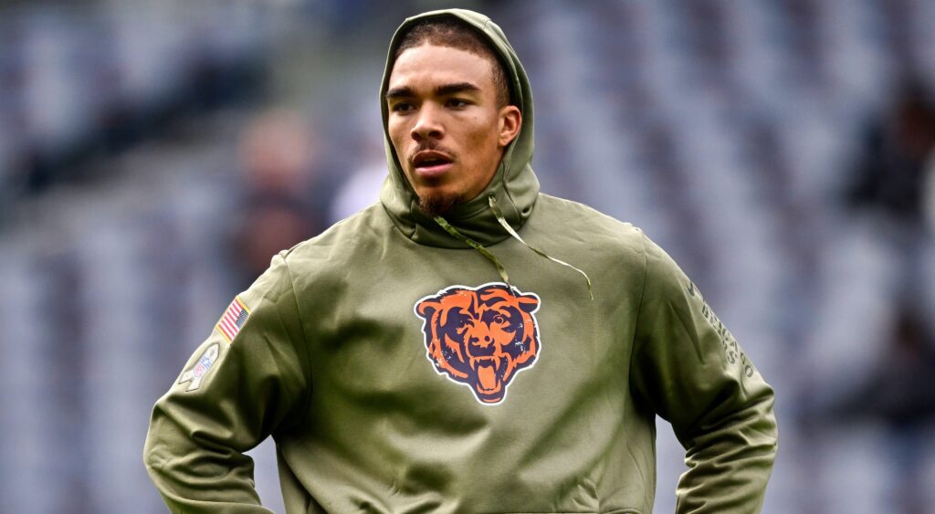 Chase Claypool in Bears hoodie