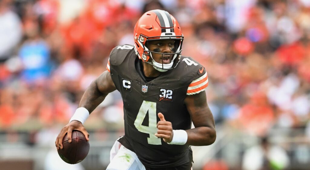 Deshaun Watson of Cleveland Browns running with football.