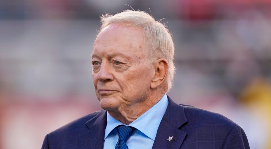 Dallas Cowboys owner Jerry Jones looking on.