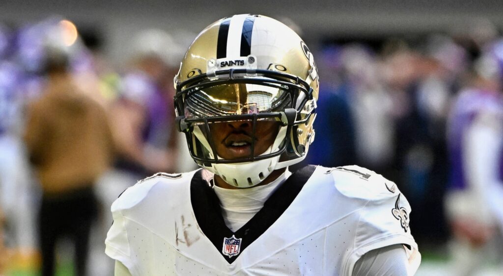 Michael Thomas of New Orleans Saints looking on.