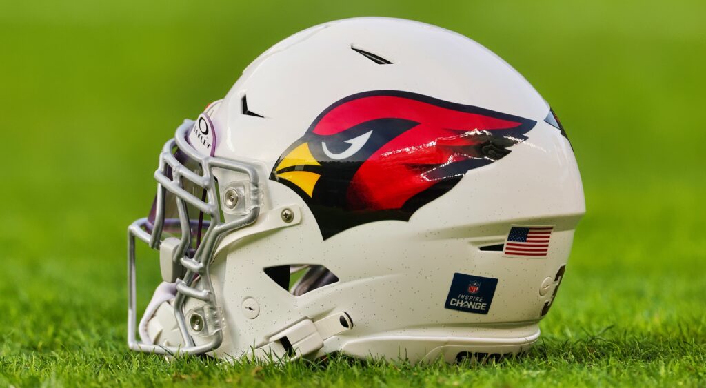 Arizona Cardinals helmet shown on field. David Johnson played for the Cards.