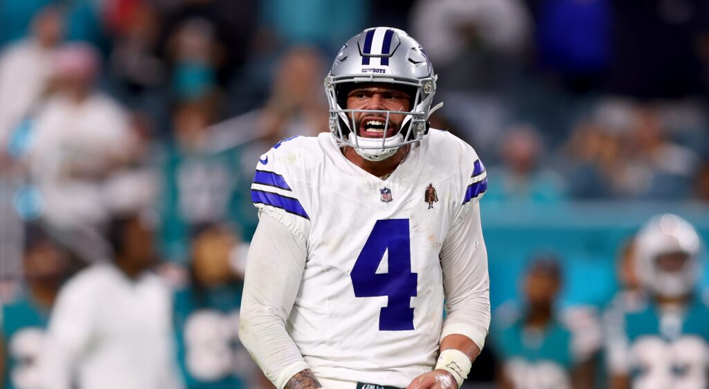 Dallas Cowboys quarterback Dak Prescott during a 2023 game in Miami