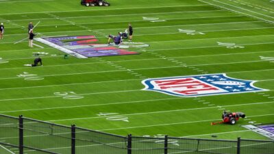 NFL logo and Super Bowl logo featuring the San Francisco 49ers and Chiefs