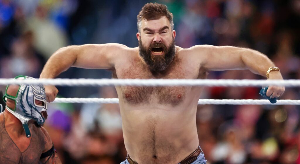 Jason Kelce in ring during WWE match