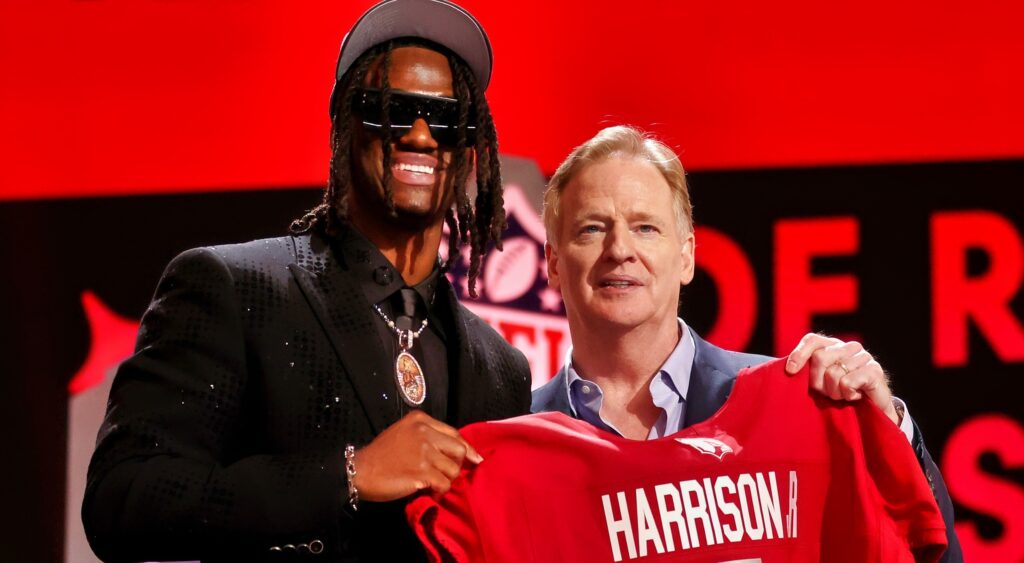 Marvin Harrison Jr. and Roger Goodell at the NFL Draft.