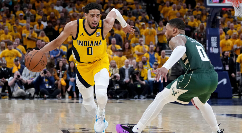 Tyrese Haliburton clashes with Damian Lillard