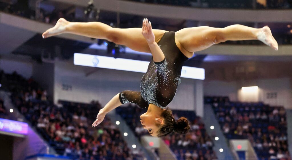 US gymnast Konnor McClain doing flip