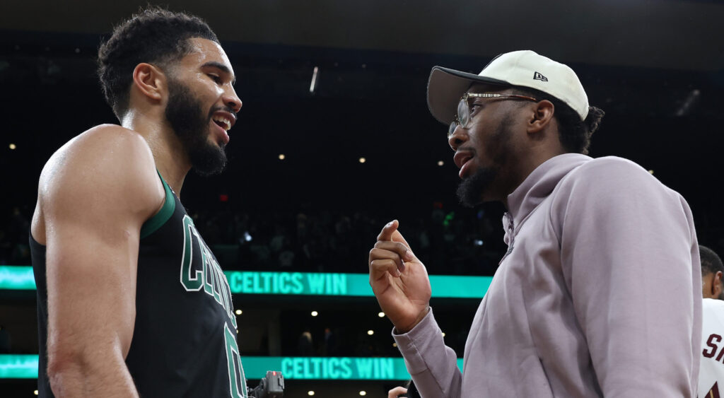 Jayson Tatum links up with Donovan Mitchell