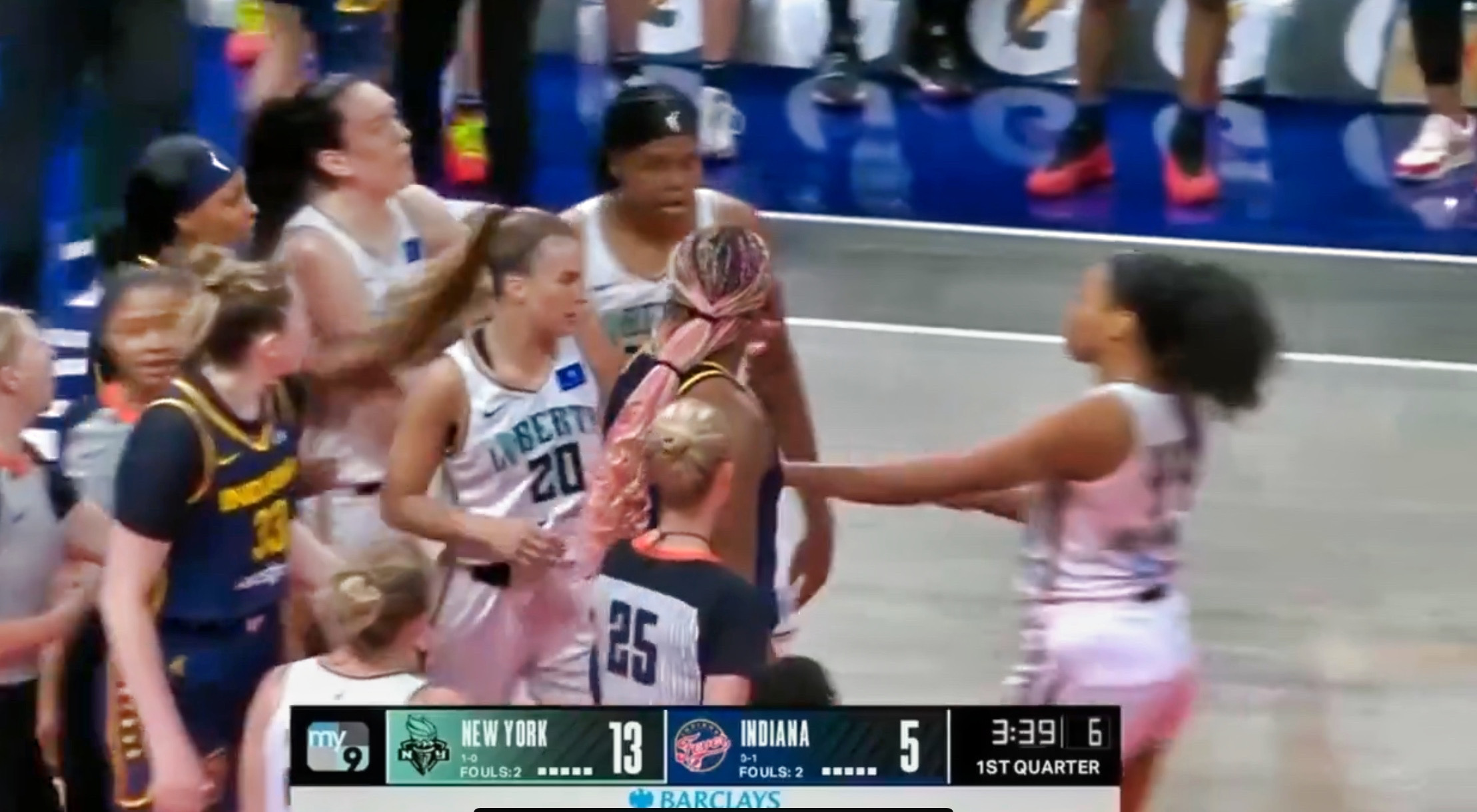 Scuffle breaks out between New York Liberty and Caitlin Clark’s Indiana Fever