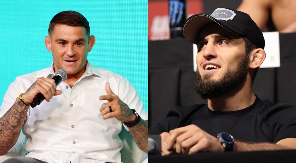  Islam Makhachev and Dustin Poirier