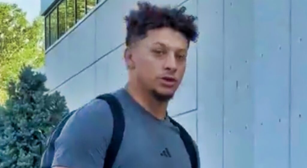 Patrick Mahomes arriving at Chiefs OTAs.