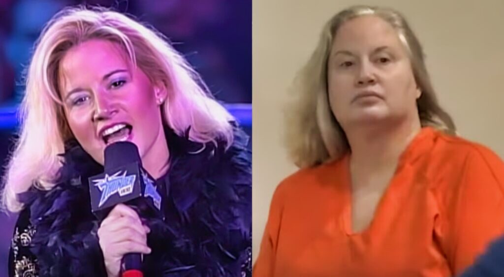 Tammy Sunny Sytch speaking on microphone. Tammy Sunny Sytch in court.