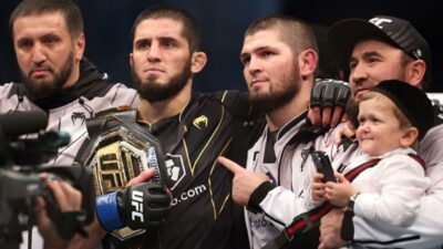 Islam Makhachev and Khabib Nurmagomedov