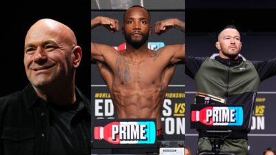 Dana White, Leon Edwards, and Colby Covington