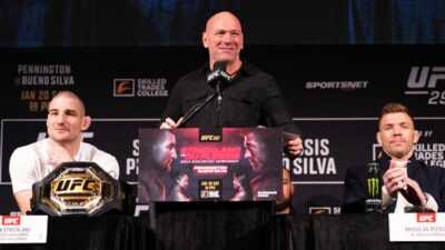 Sean Strickland, Dana White, and Dricus Du Plessis