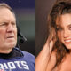 Photo of Bill Belichick in Patriots gear and photo of Jordon Hudson smiling