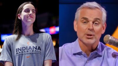 Caitlin Clark on court Colin Cowherd in studio