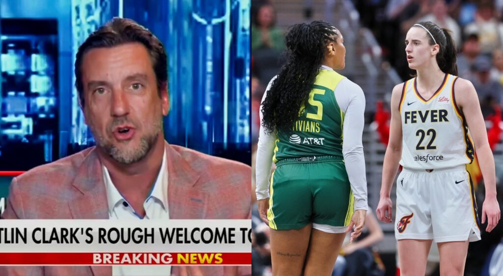 Clay Travis on Fox News speaking. Caitlin Clark jawing at an opponent.