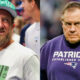 Dave Portnoy smiling (left) and Bill Belichick scowling (right)